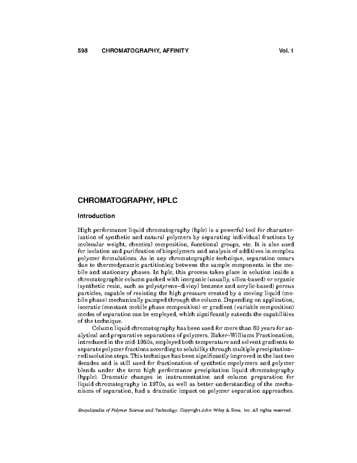 Chromatography, HPLC Its lecture notes. 598 CHROMATOGRAPHY