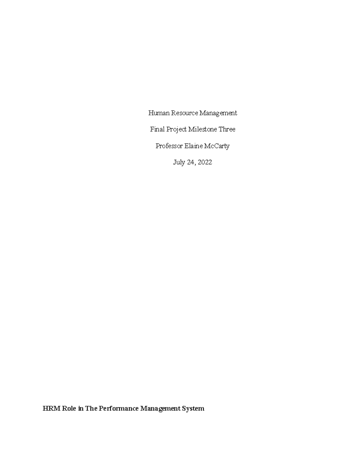 Milestone 3 - Human Resource Management Final Project Milestone Three ...
