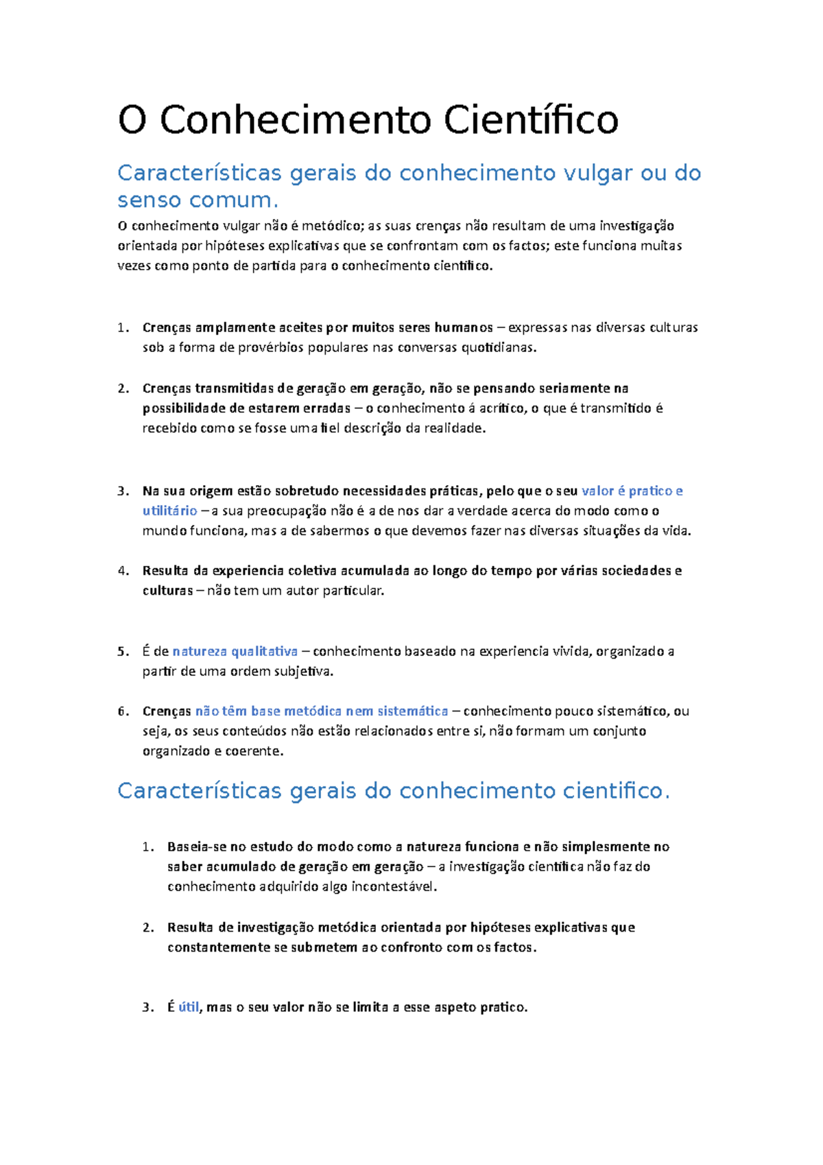 4. O Conhecimento Científico - O Conhecimento Científico ...
