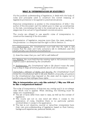 IOS2601- Summary Notes - INTERPRETATION OF STATUTES SECTION A – GENERAL ...