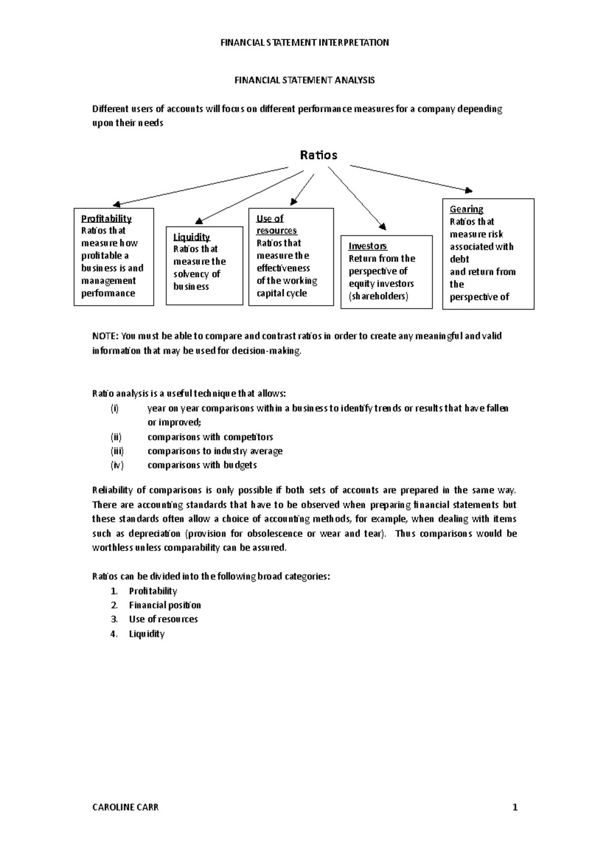 2. Lecture Notes(3) - notes - FINANCIAL STATEMENT ANALYSIS Different ...