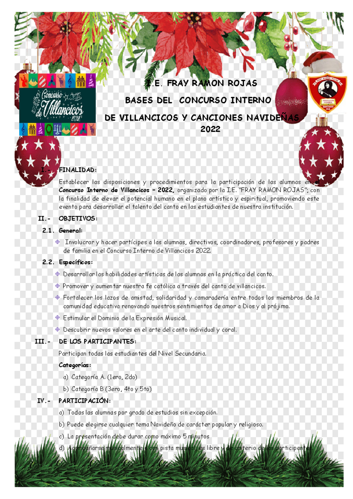 bases de concurso Villancicos - I. FRAY RAMON ROJAS BASES DEL CONCURSO ...