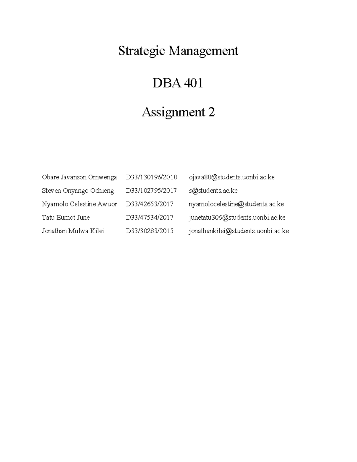 Cola wars assignment - Strategic Management DBA 401 Assignment 2 Obare ...