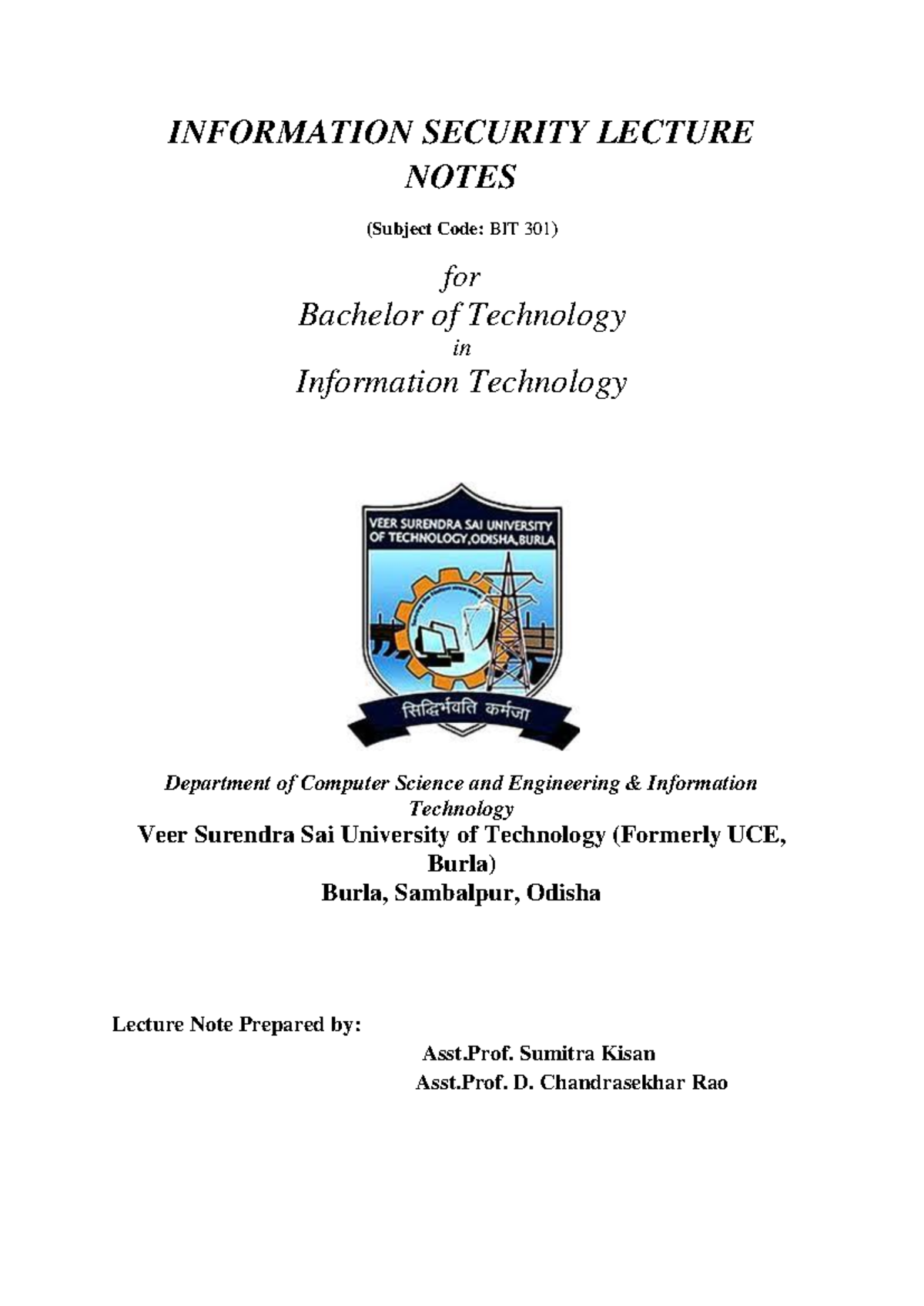 Lecture 1423183198 - notes of infornation security - INFORMATION ...