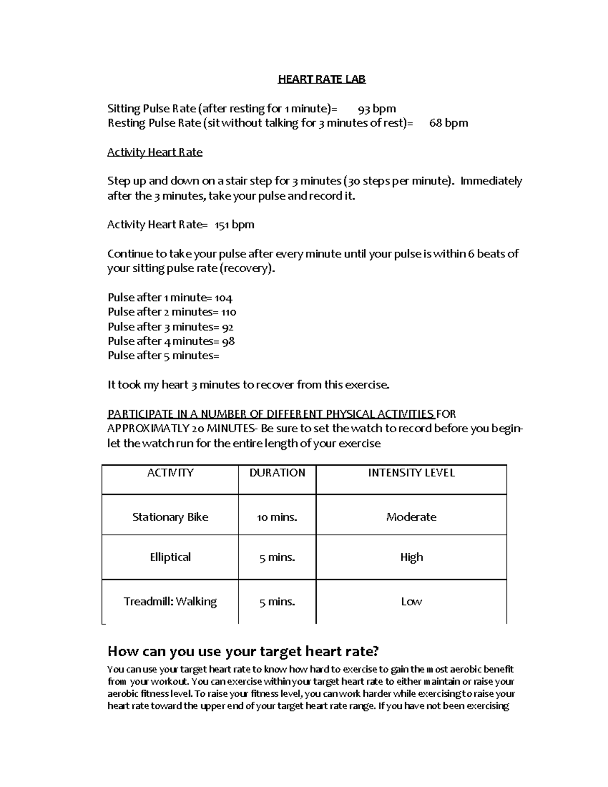 pulse lab report hypothesis