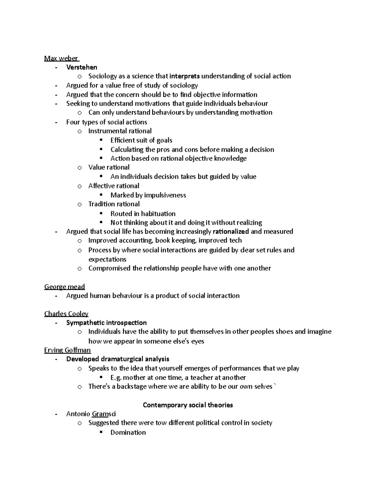 Sociol Lecture 1 Week 3 - Key Theorists And Important Terms. - Max ...