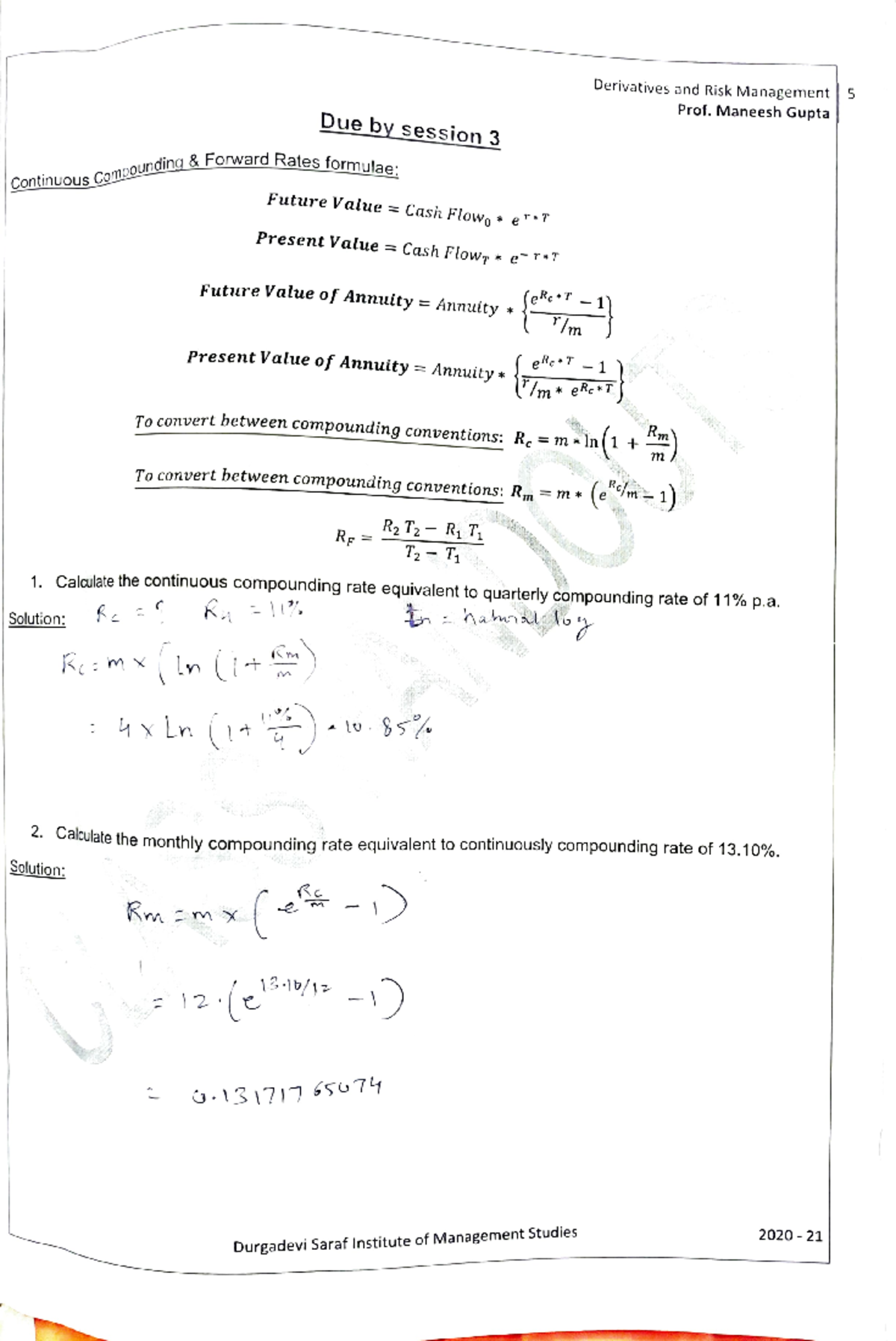 Vishal Nalawade Drm - Practice Work Drm - Derivatives And Risk 