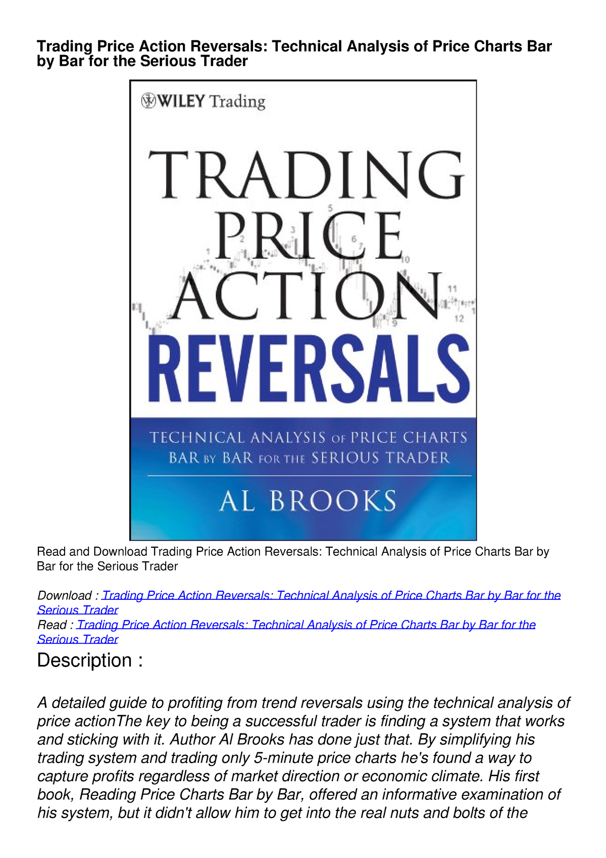 Audiobook Trading Price Action Reversals: Technical Analysis of Price ...