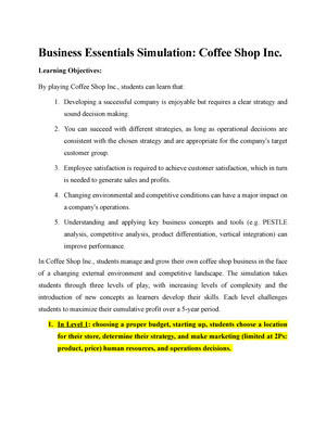 Calaméo - Solution For Business Essentials Simulation Coffee Shop Inc