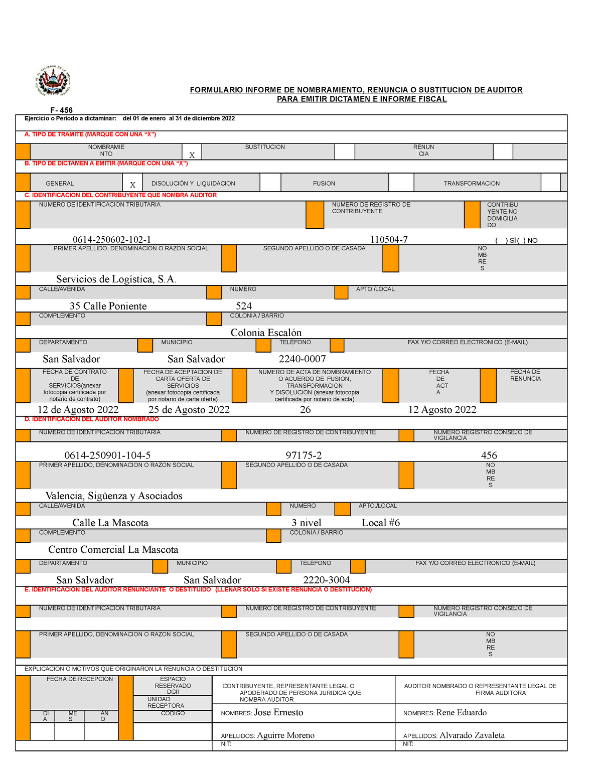 F 456 F 456 Formulario Informe De Nombramiento Renuncia O