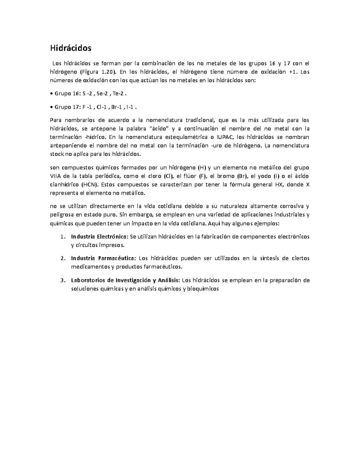 Hidr cidos Hhhih Hidr cidos Los Hidr cidos Se Forman Por La