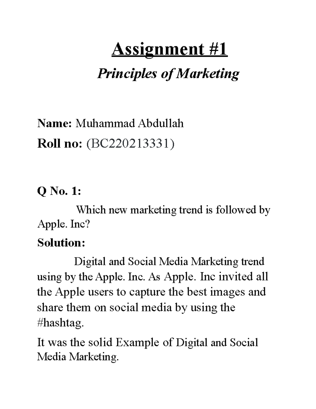 principles of marketing (mgt301) fall 2022 assignment no. 2