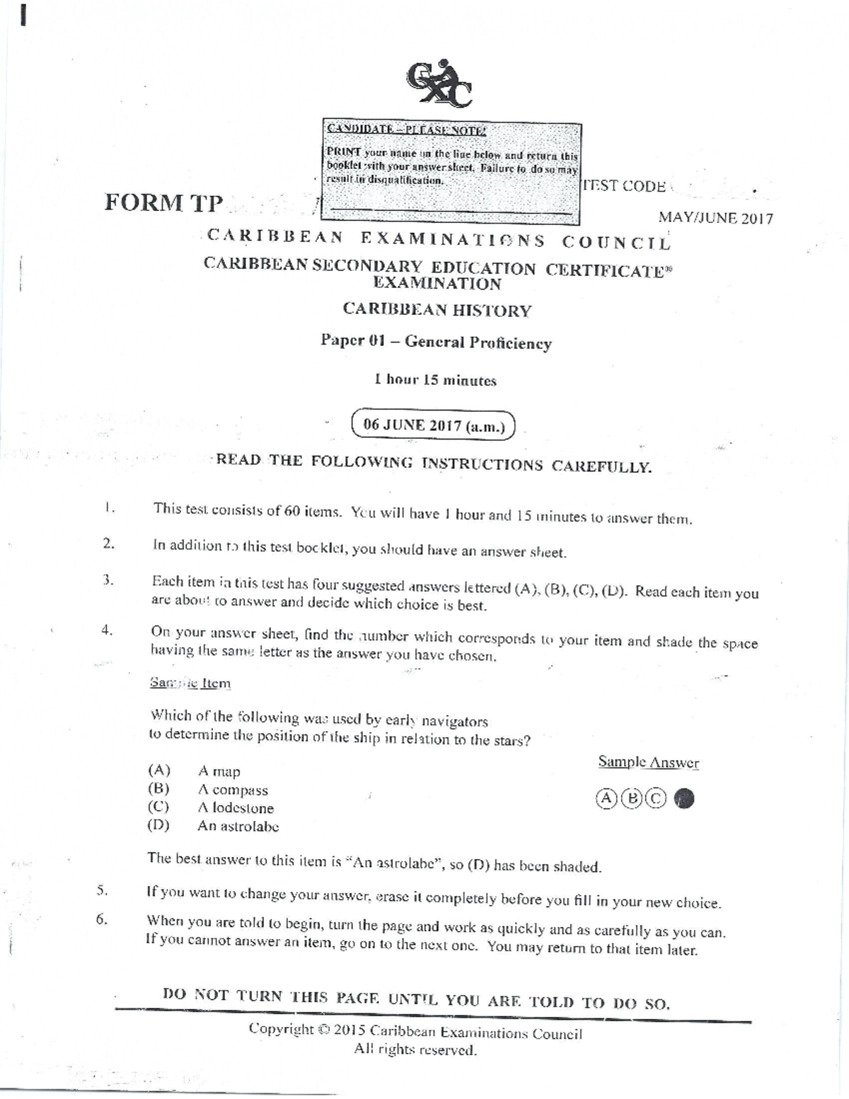 Csec Caribbean History Paper1 Studocu