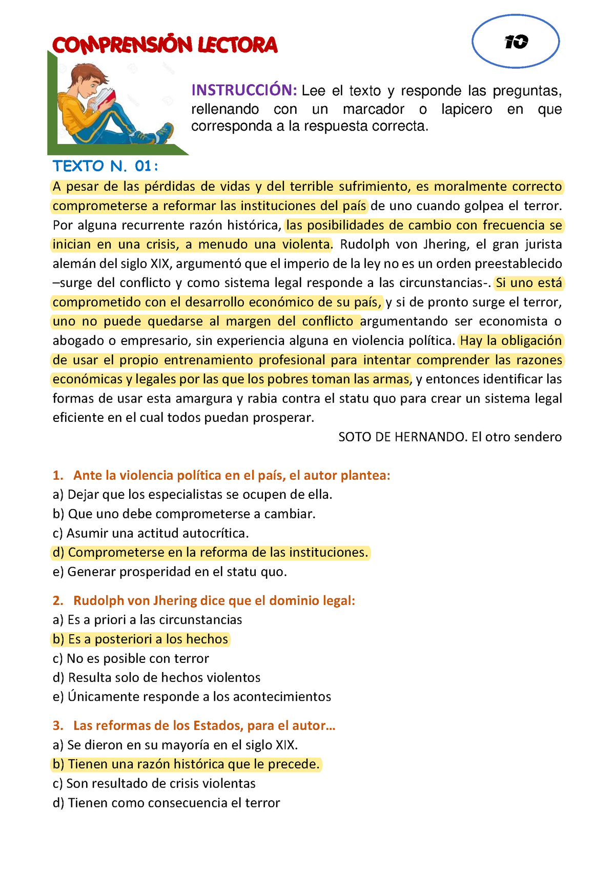 4° Comprension Lectora - Semana 10 (III) - COMPRENSIÓN LECTORA ...