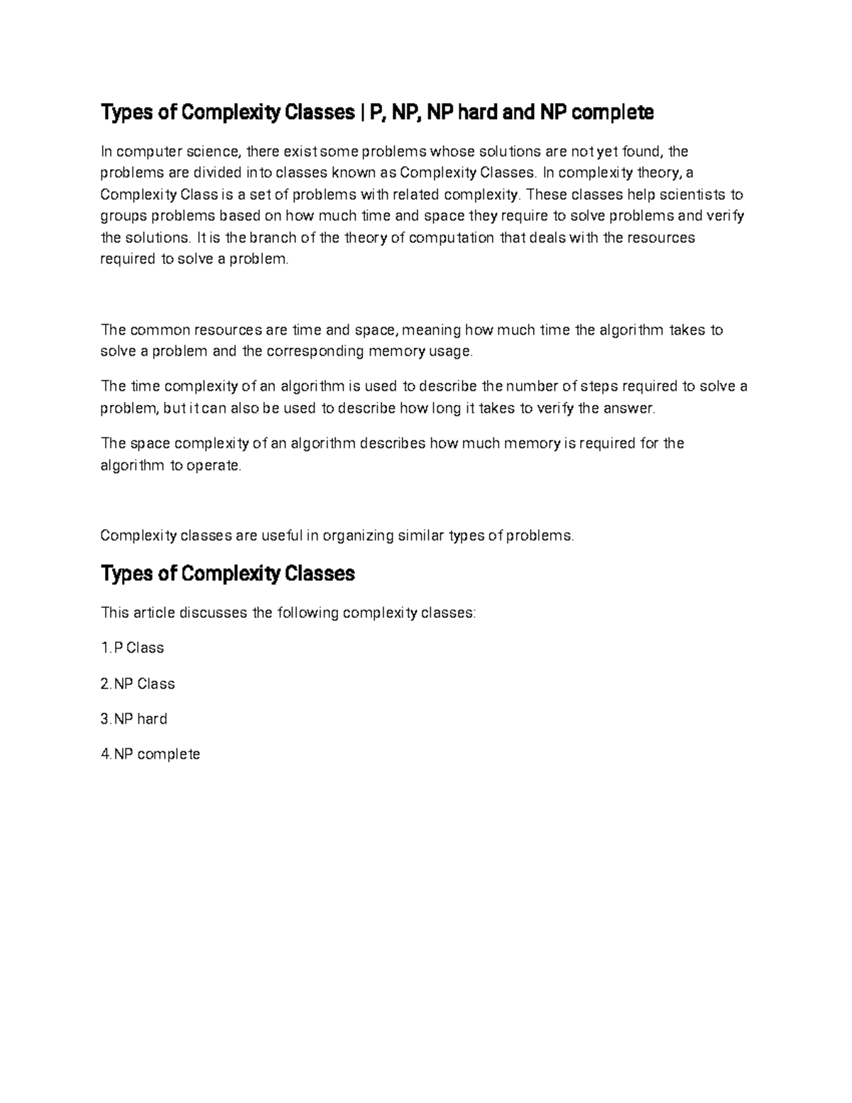 DAA Seminar - Types of Complexity Classes | P, NP, NP hard and NP ...
