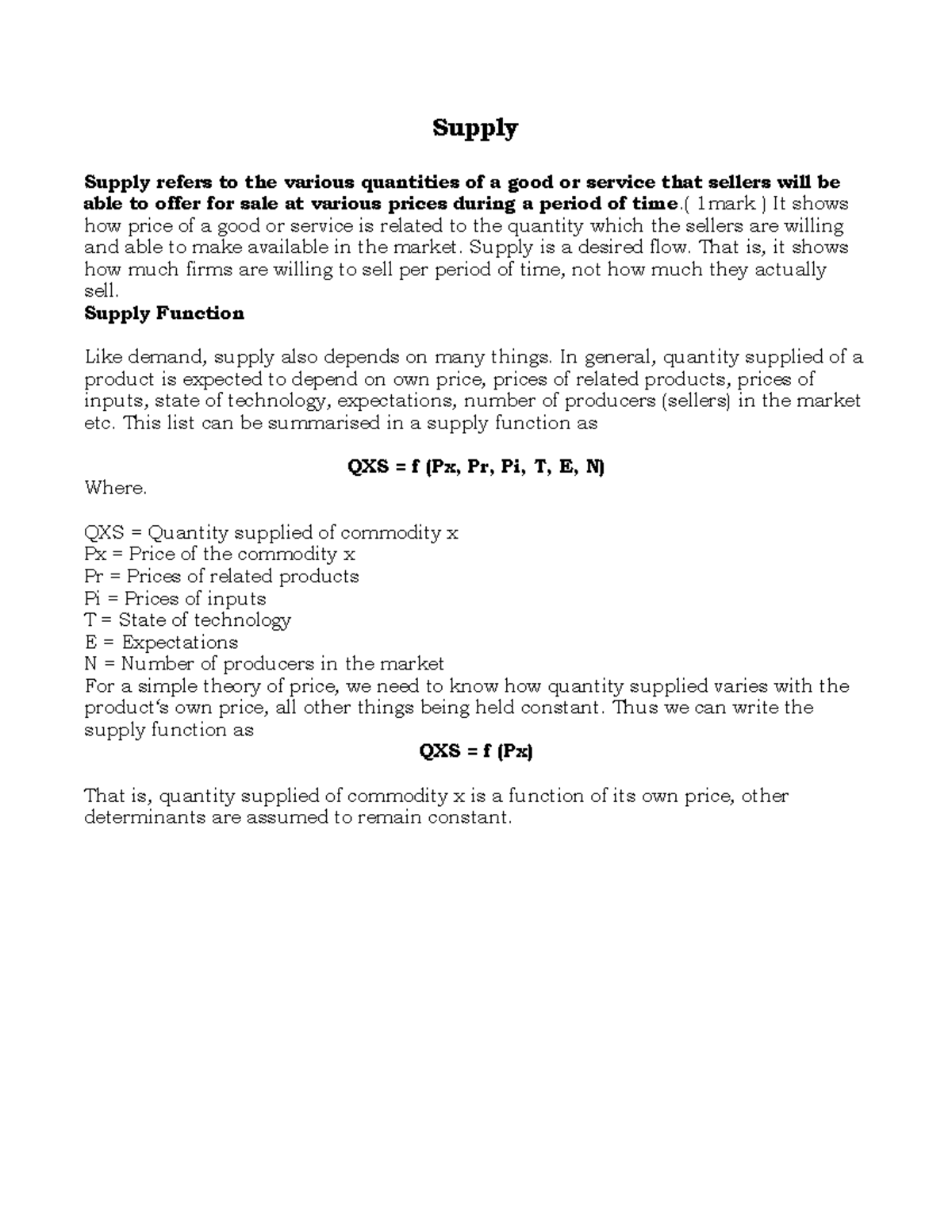 Supply micro module IV - Supply Supply refers to the various quantities ...