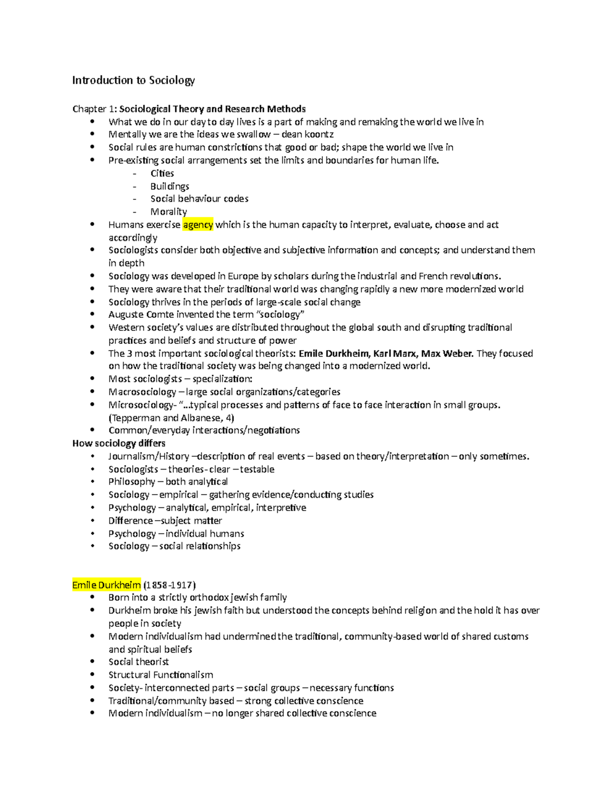 Introduction to Sociology - Introduction to Sociology Chapter 1 ...