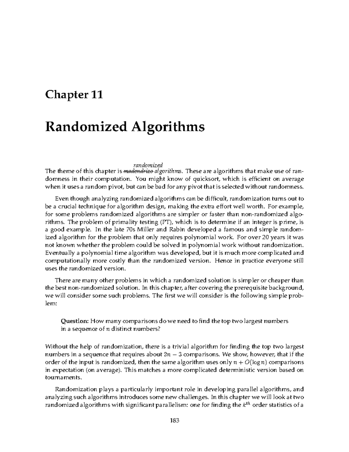 Random - helloe - Chapter 11 Randomized Algorithms The theme of this ...
