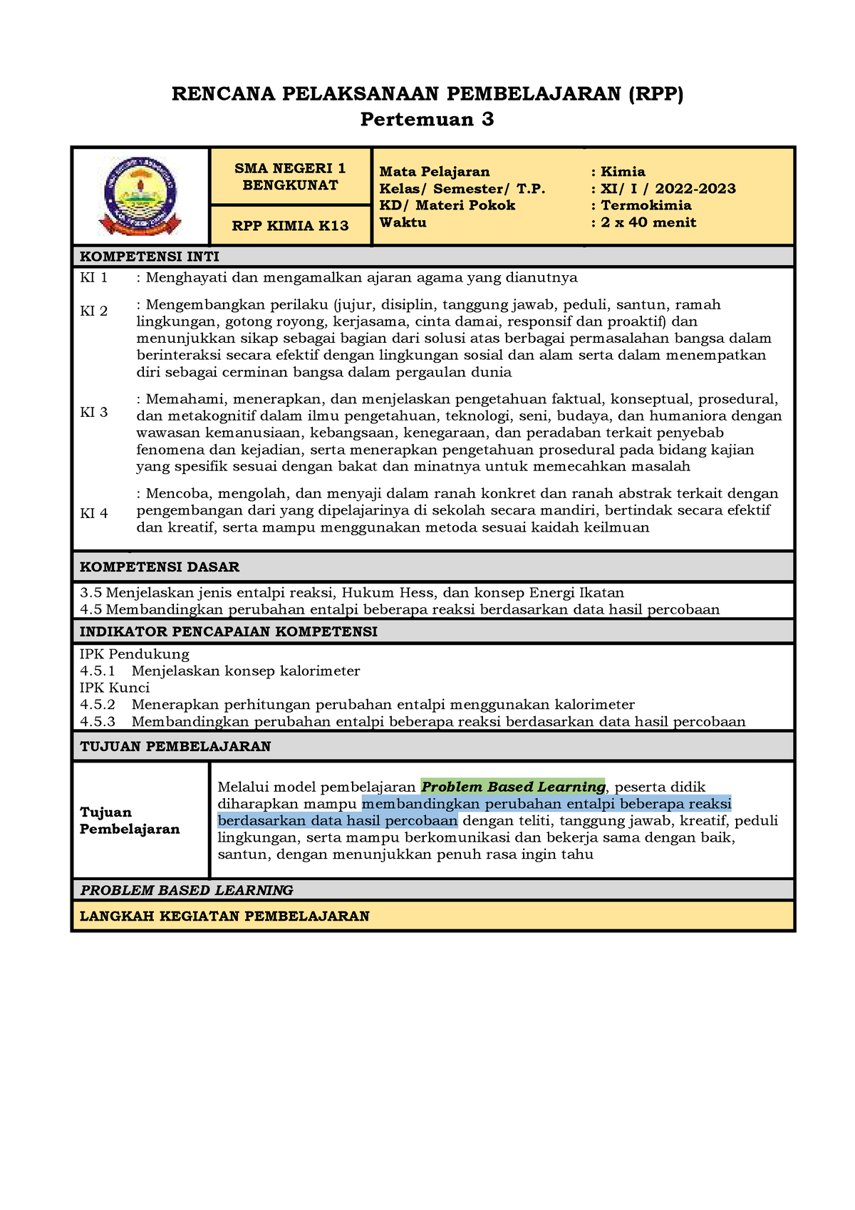 03 RPP Pertemuan 3 - Other - RENCANA PELAKSANAAN PEMBELAJARAN (RPP ...