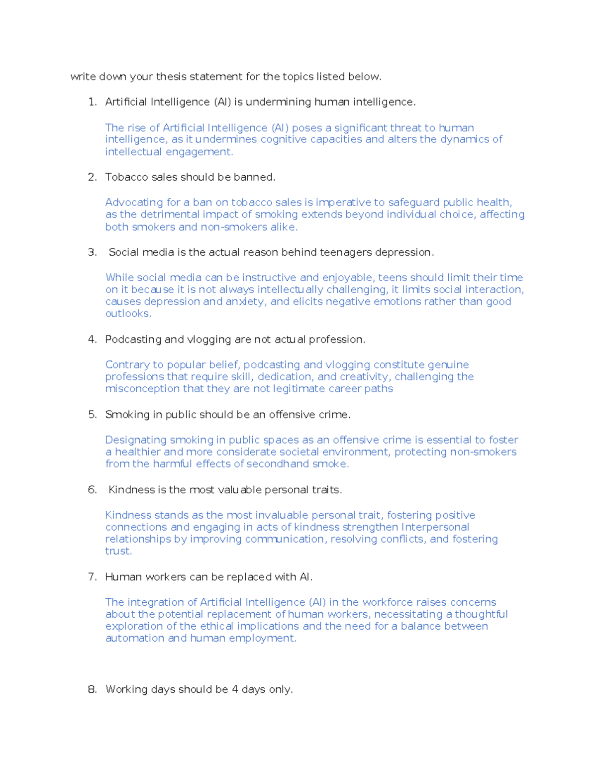 English thesis statement - write down your thesis statement for the ...