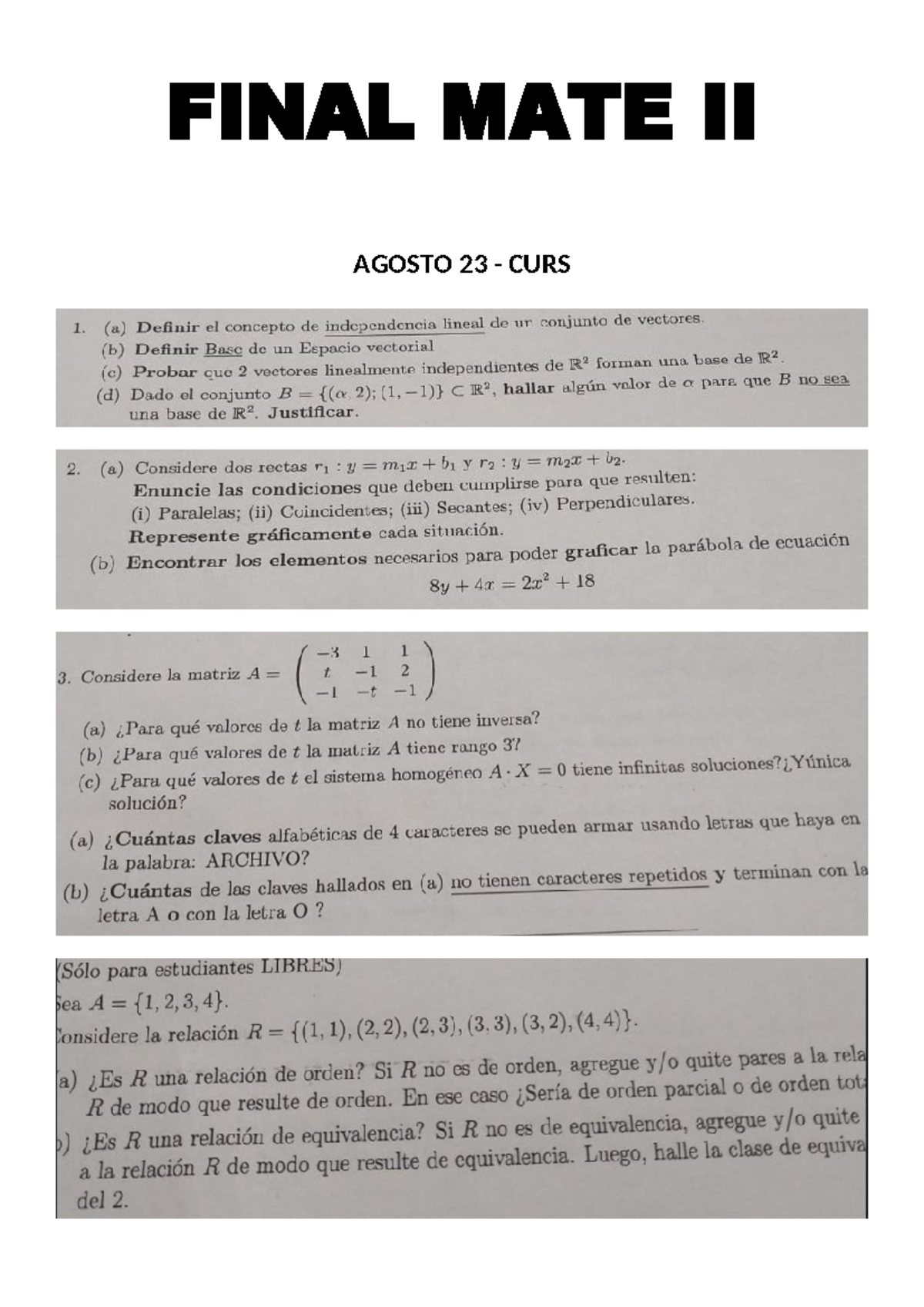 Final MATE II 1 - Matemática - FINAL MATE II AGOSTO 23 - CURS La ...