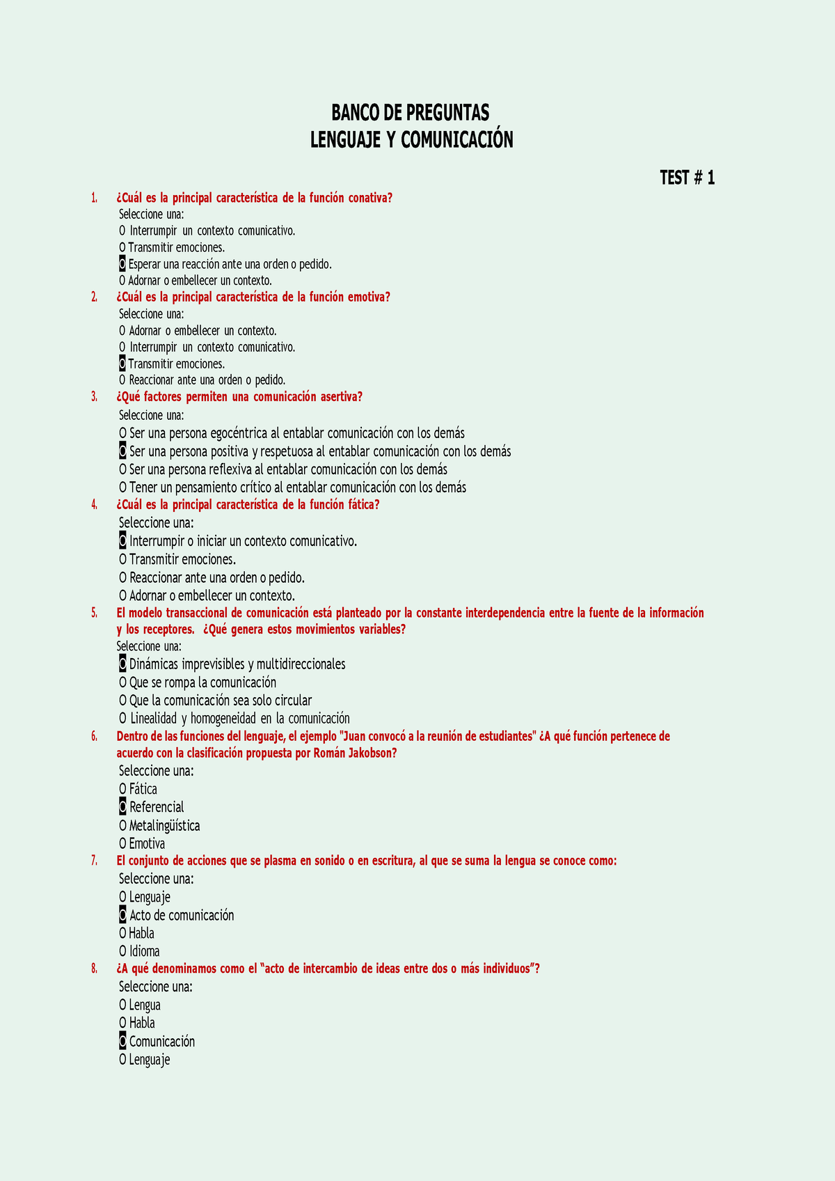 Preguntas DE Examen Lenguaje - BANCO DE PREGUNTAS LENGUAJE Y COMUNICACI ...