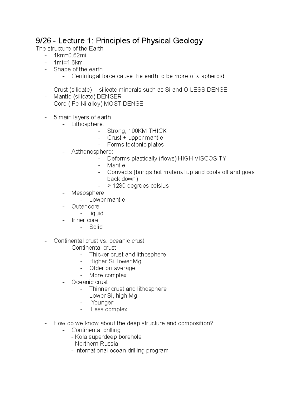 Earth 2 notes 1-2 - 9/26 - Lecture 1: Principles of Physical Geology ...