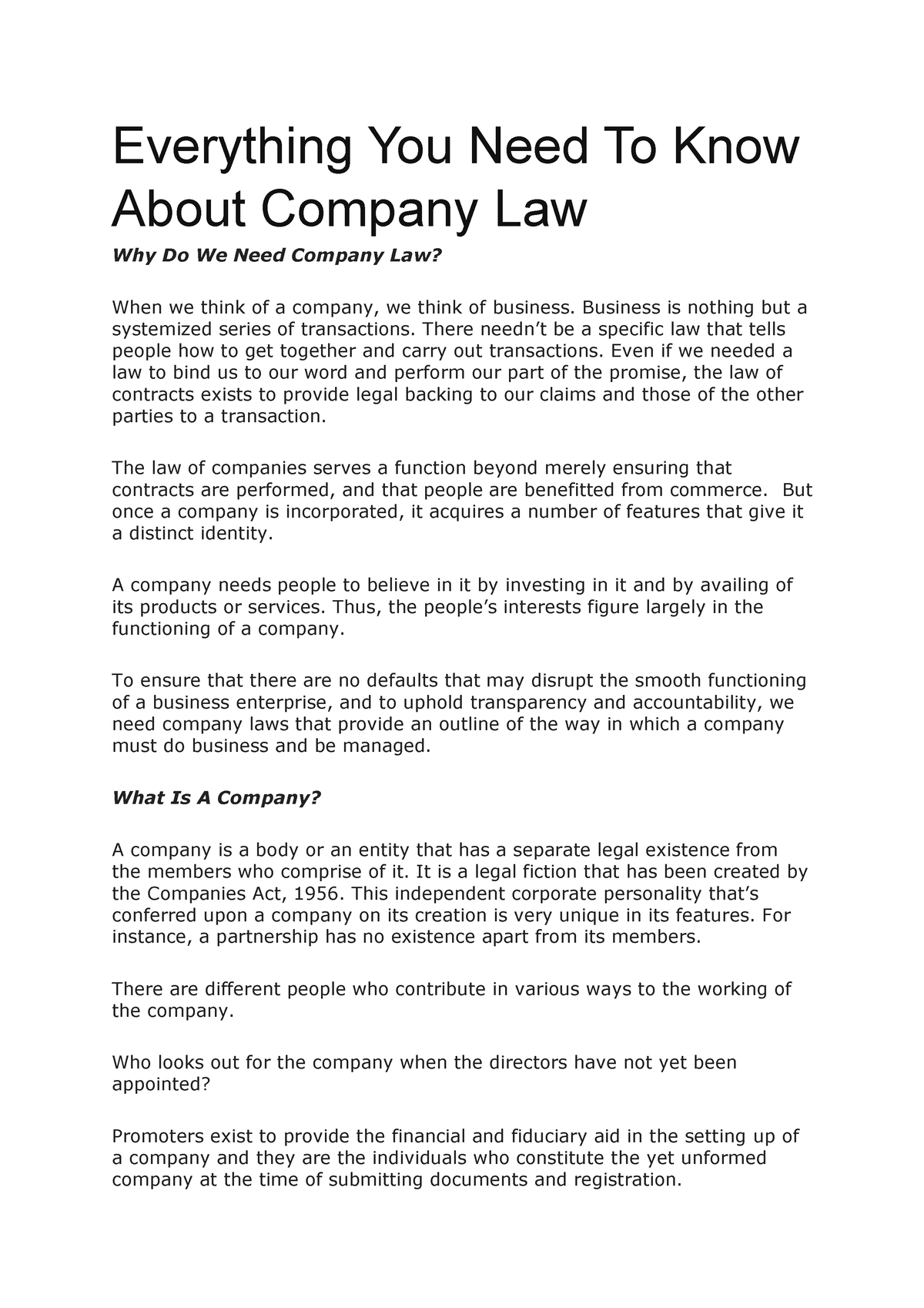 Company Law Ipleaders Lecture Notes - Everything You Need To Know About ...