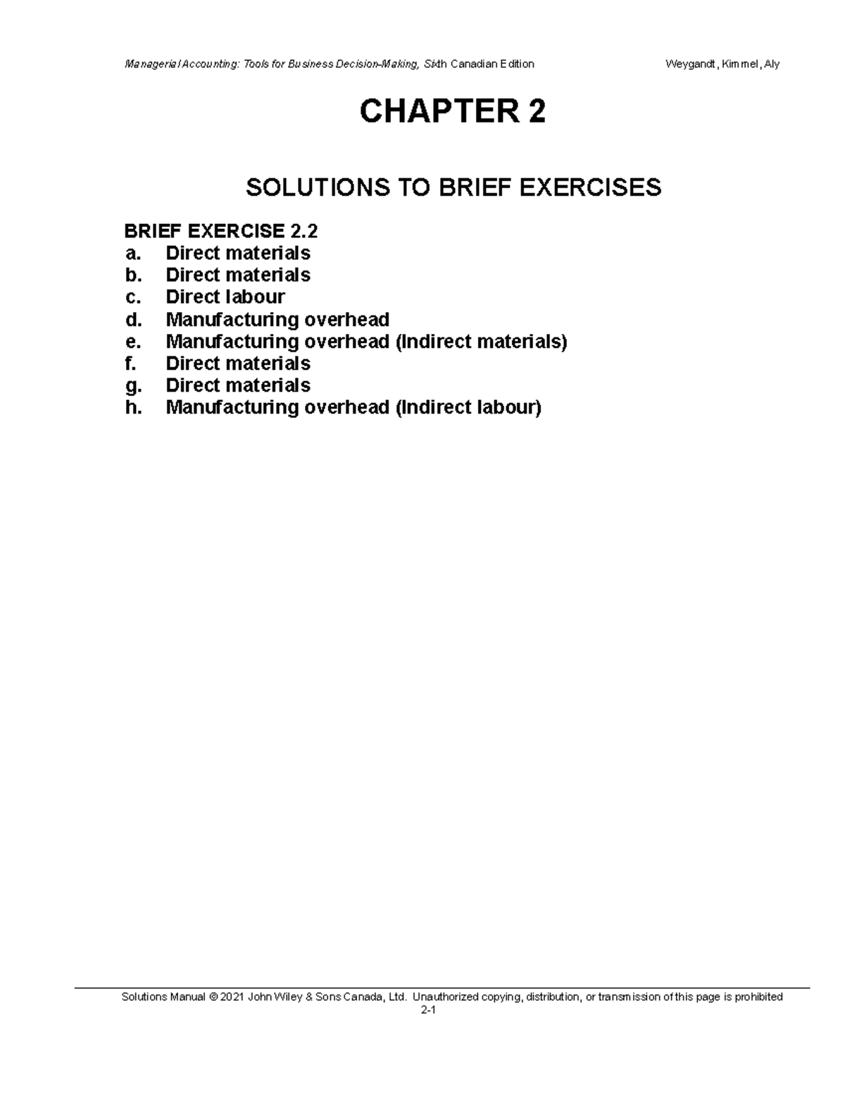 CH. 2 Practice Solutions CHAPTER 2 SOLUTIONS TO BRIEF EXERCISES BRIEF