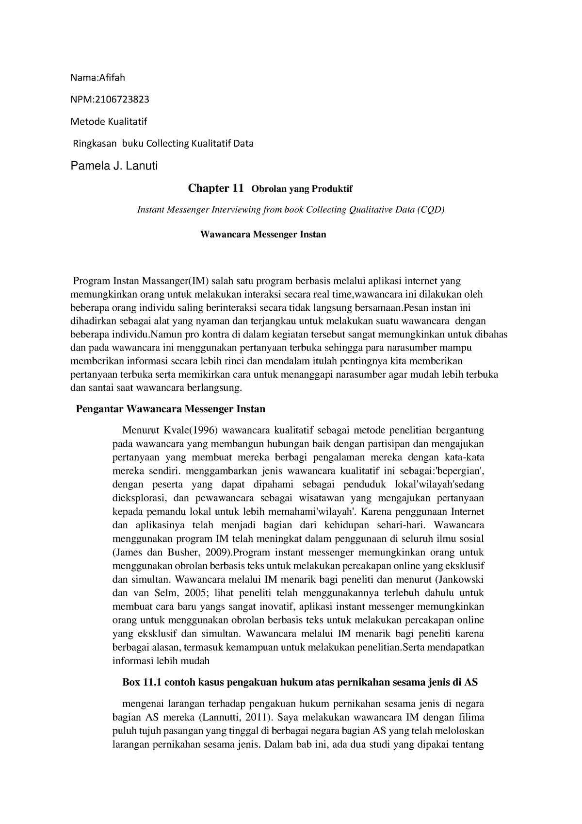 Ringkasan Buku “collecting Qualitative Data” Chapter 11 A Productive Chat Instant Messenger 9115