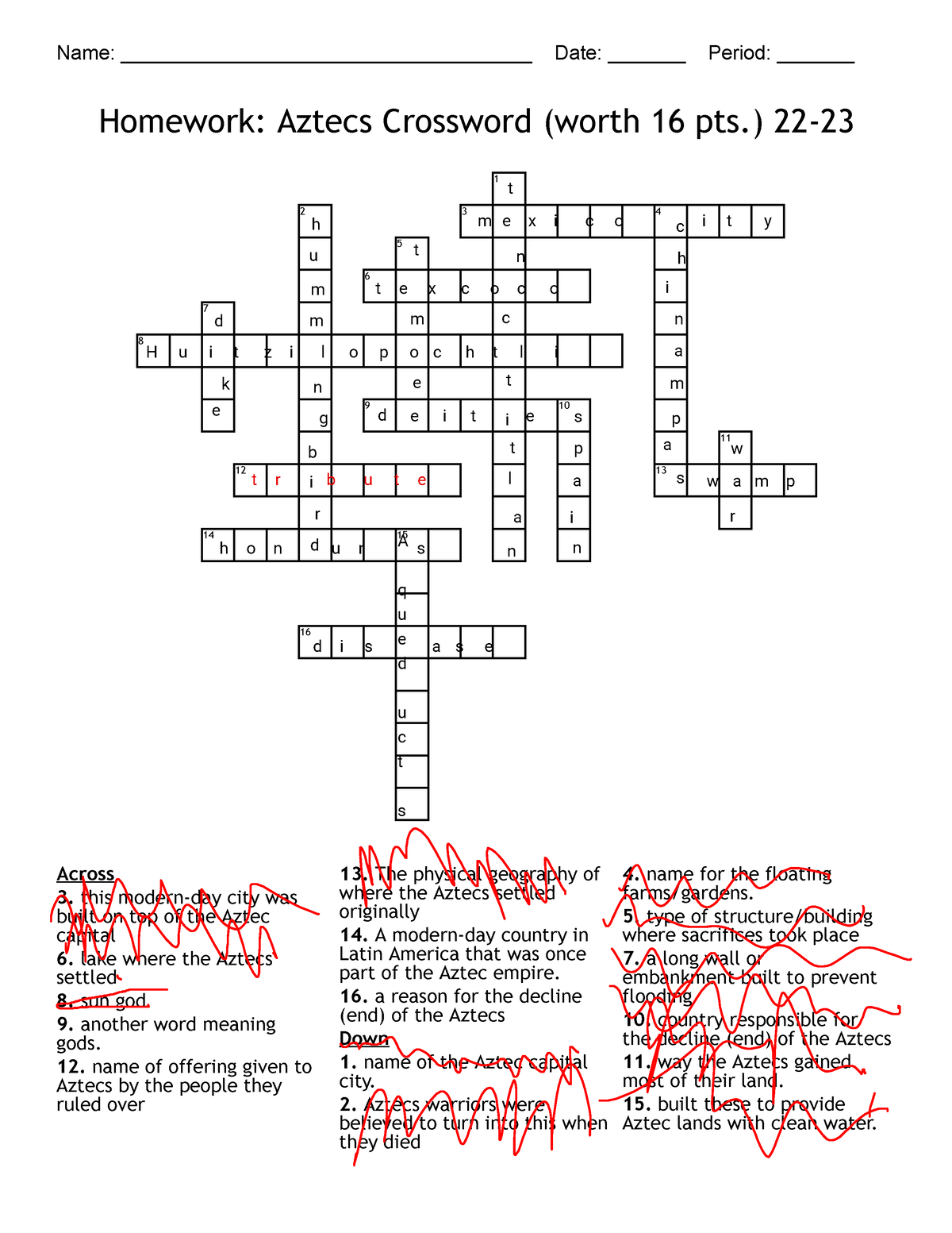 Lewi Sheferaw Homework Aztec Crossword Puzzle 22 23 Name