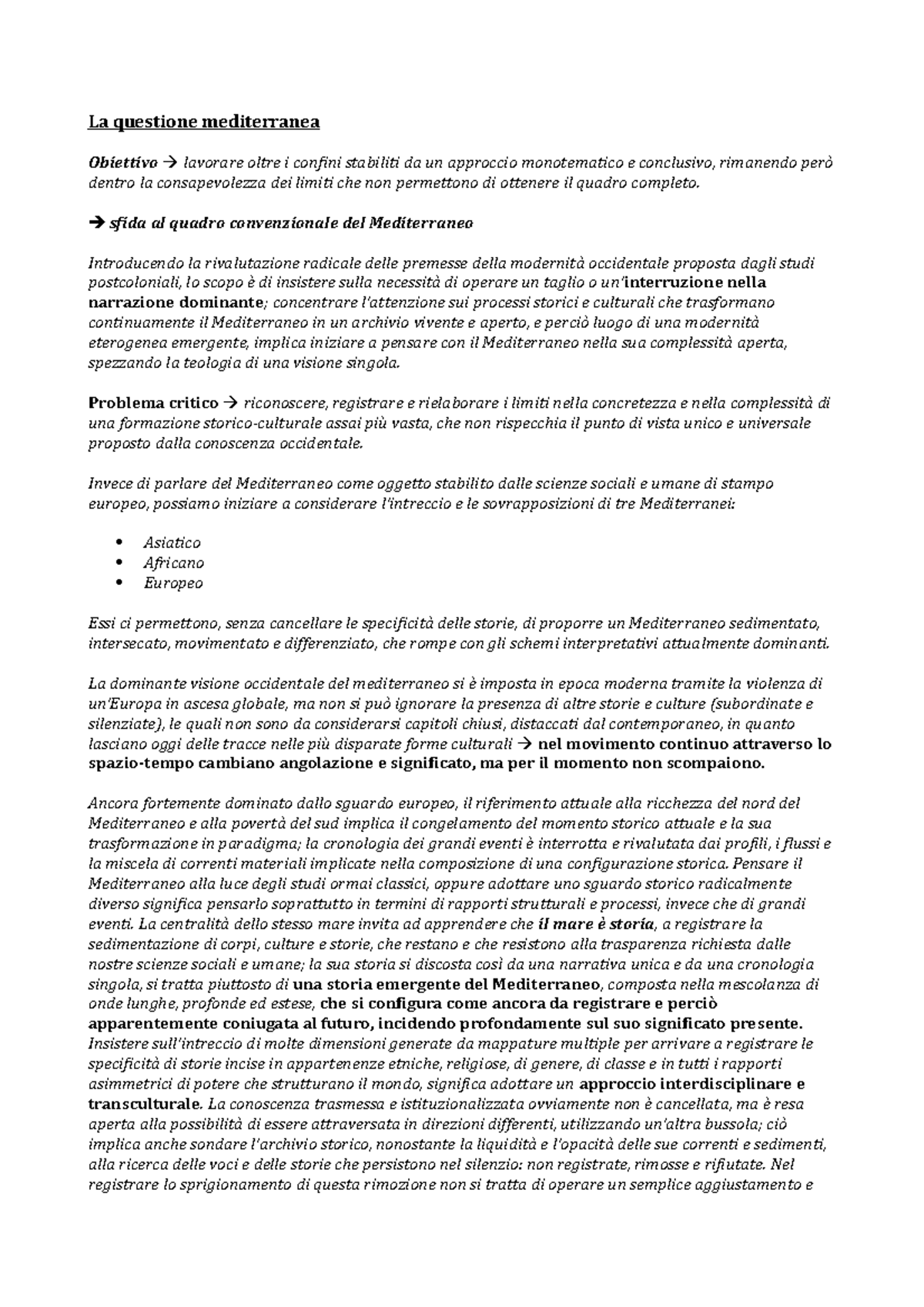 La questione mediterranea - La questione mediterranea Obiettivo ...