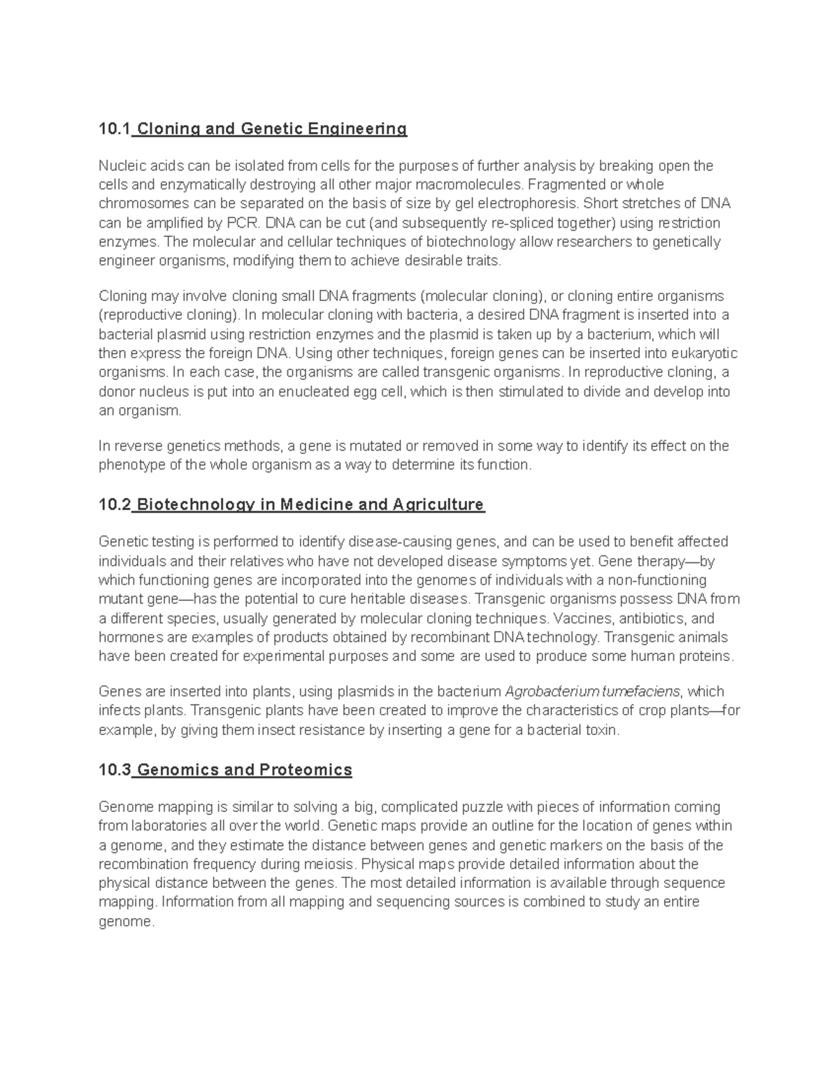 Ch.10 summary - 10 Cloning and Genetic Engineering Nucleic acids can be ...