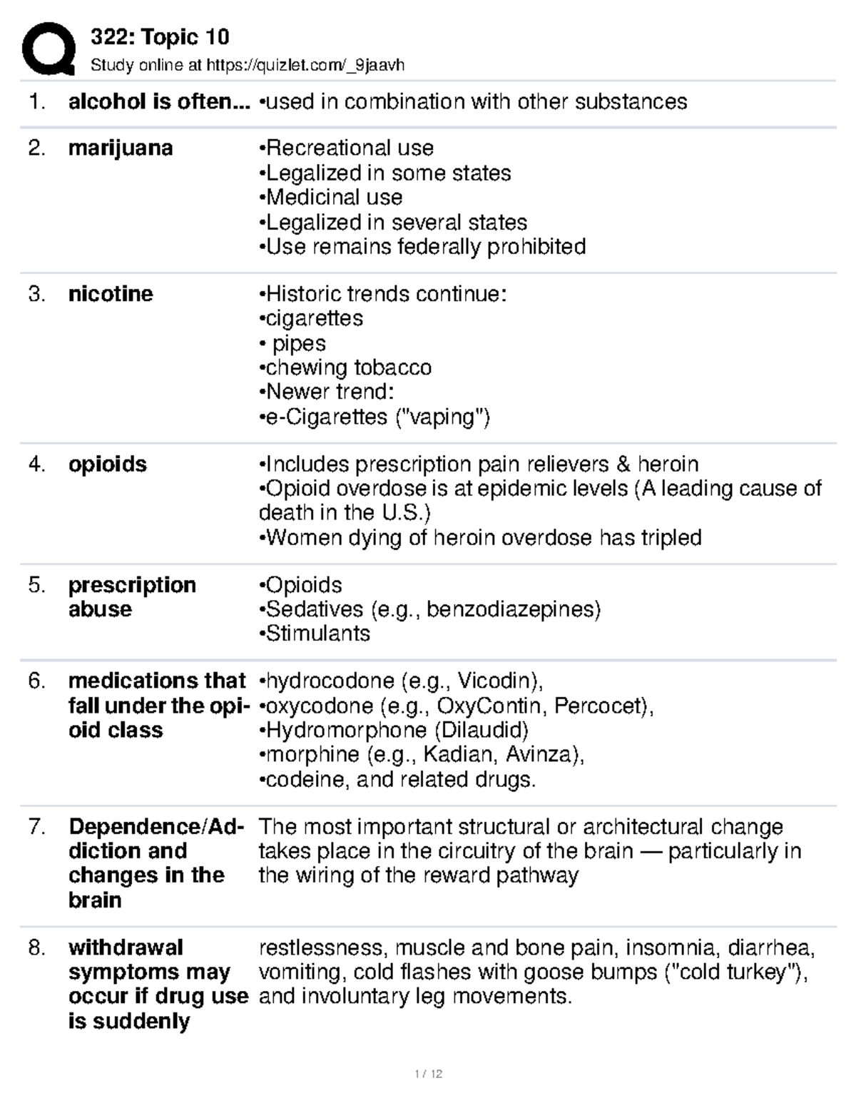 Topic 10 study materials - Study online at quizlet/_9jaavh alcohol is ...