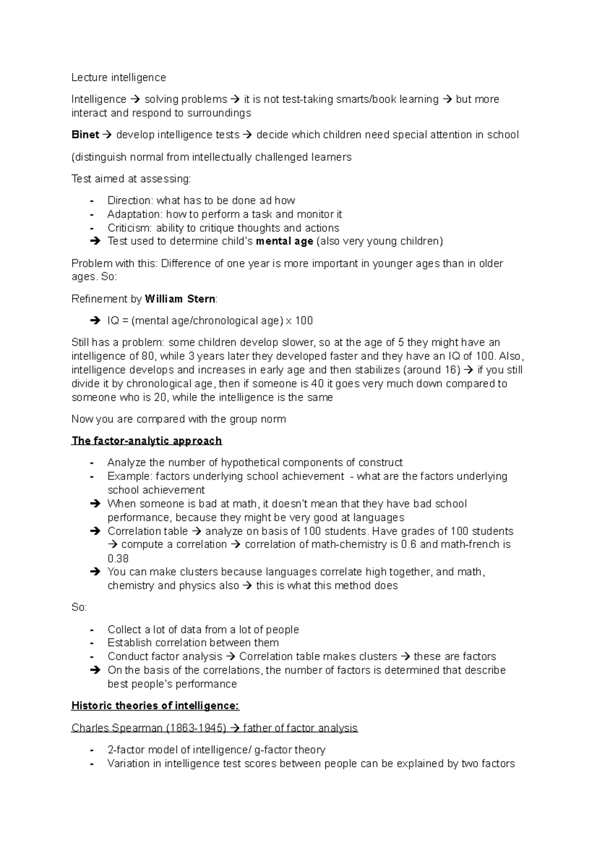 Lecture intelligence IPN/PSY2022 - Lecture intelligence Intelligence ...