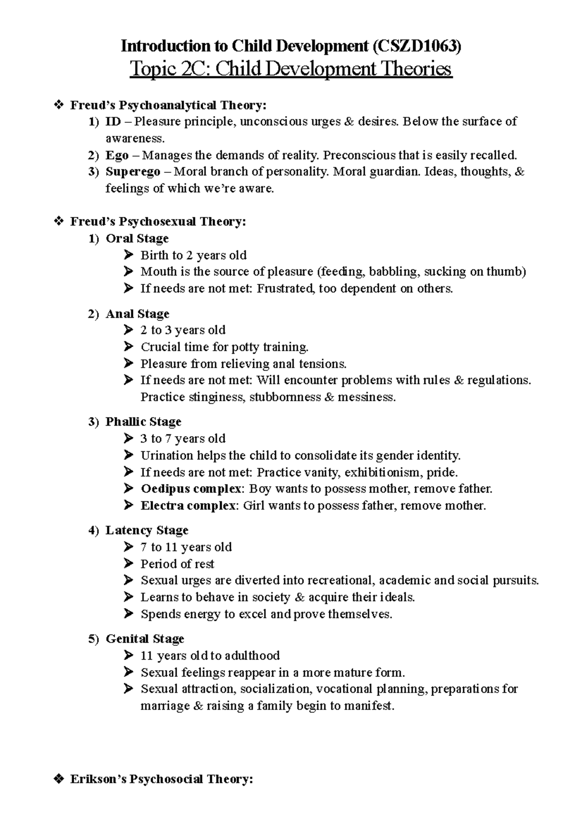 Topic 2C - Child Development Theories - Introduction to Child ...