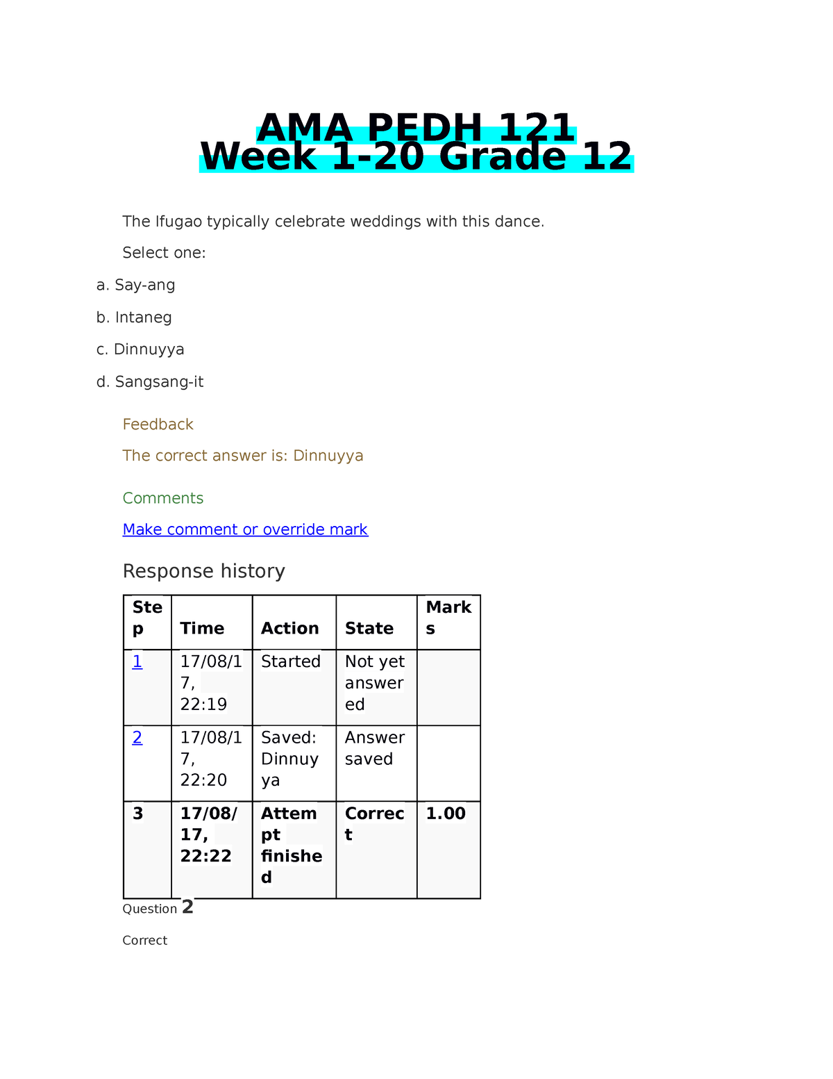 AMA Physical Education And Health (PEDH 121) Week 1-20 - AMA PEDH 121 ...