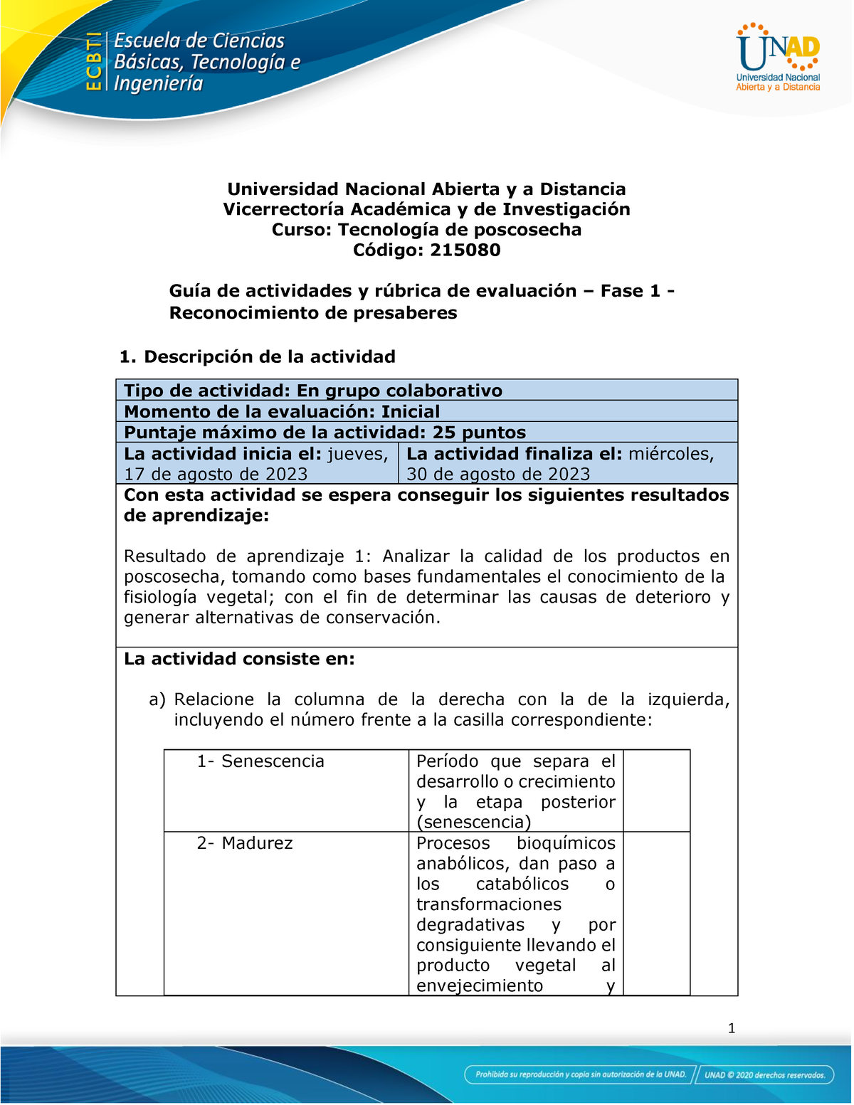 Guia de actividades y Rúbrica de evaluación - Unidad 1- Fase 1 ...