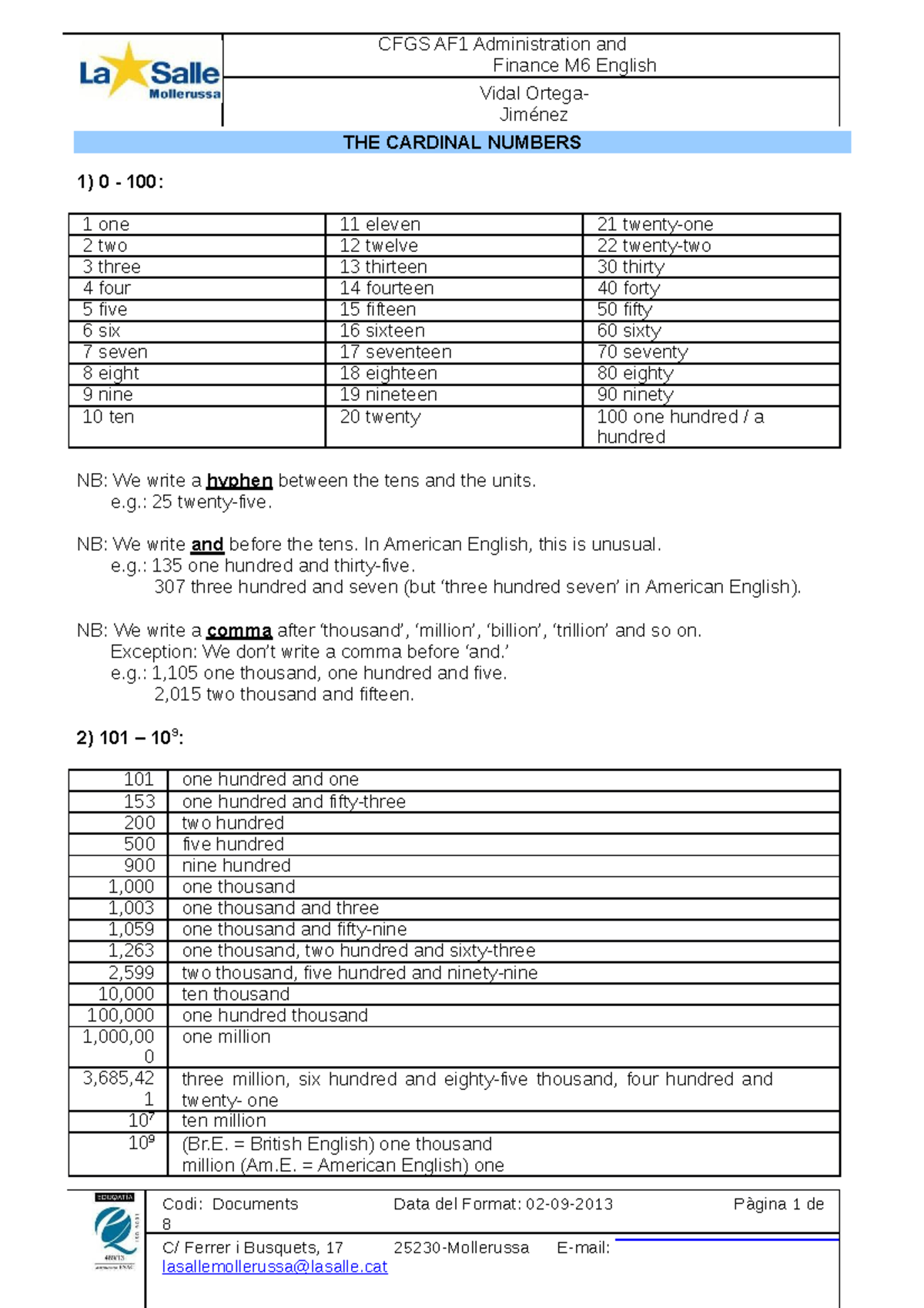 AF1 M6 01 Numbers - RESUMEN - CFGS AF1 Administration and Finance M6 ...