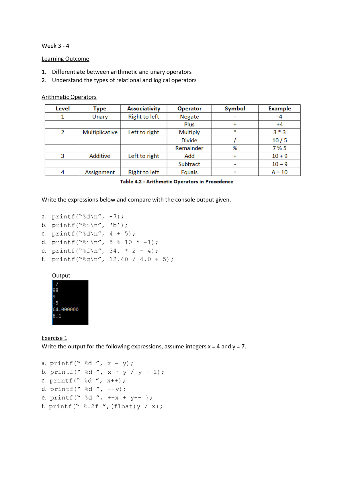 Wk3 4 C math aritmethic Week 3 4 Learning Outcome Differentiate 