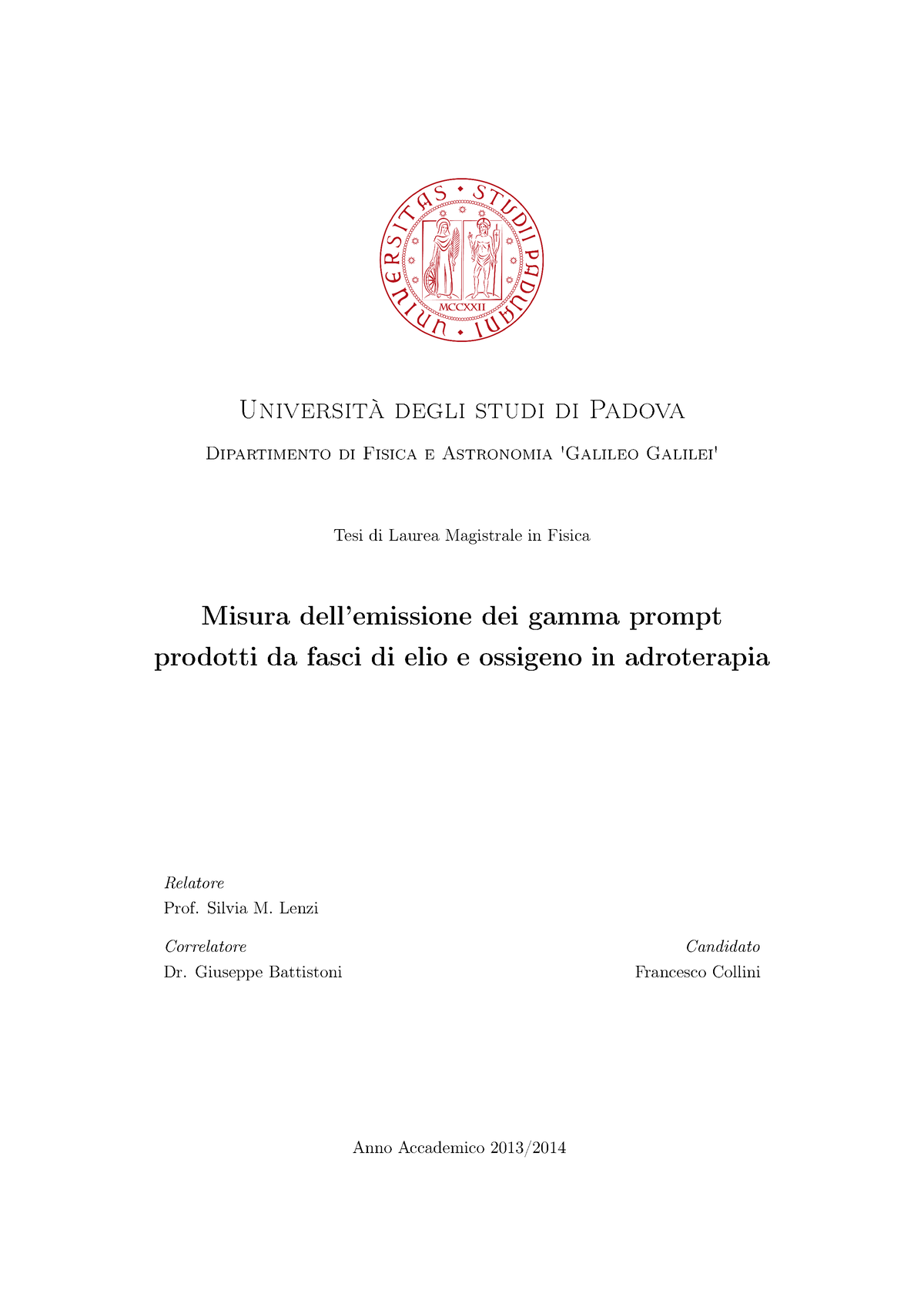 TESI Di Laurea Magistrale In Fisica Padova - Misura Dell’emissione Dei ...