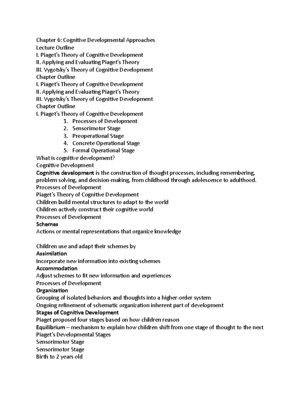 Cognitive Development Approaches - Chapter 6: Cognitive Developmental ...