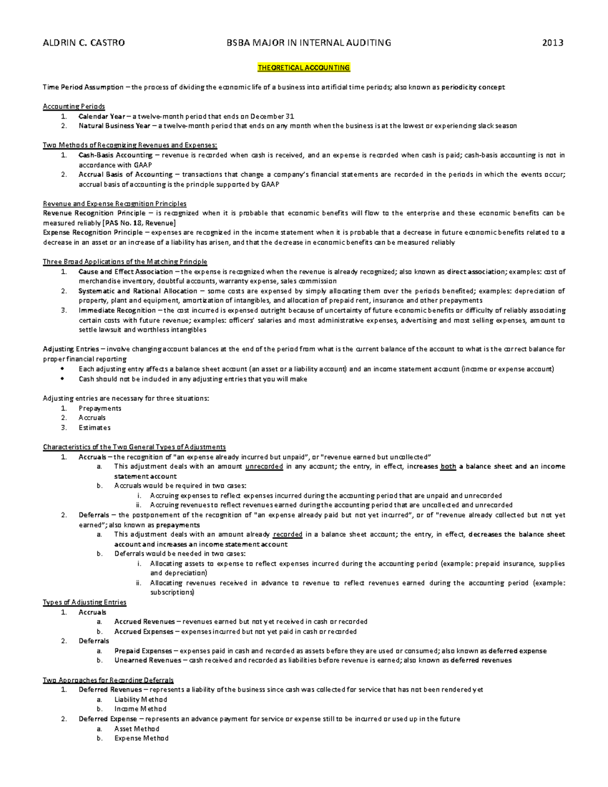 164263009 Adjusting Entries Studocu