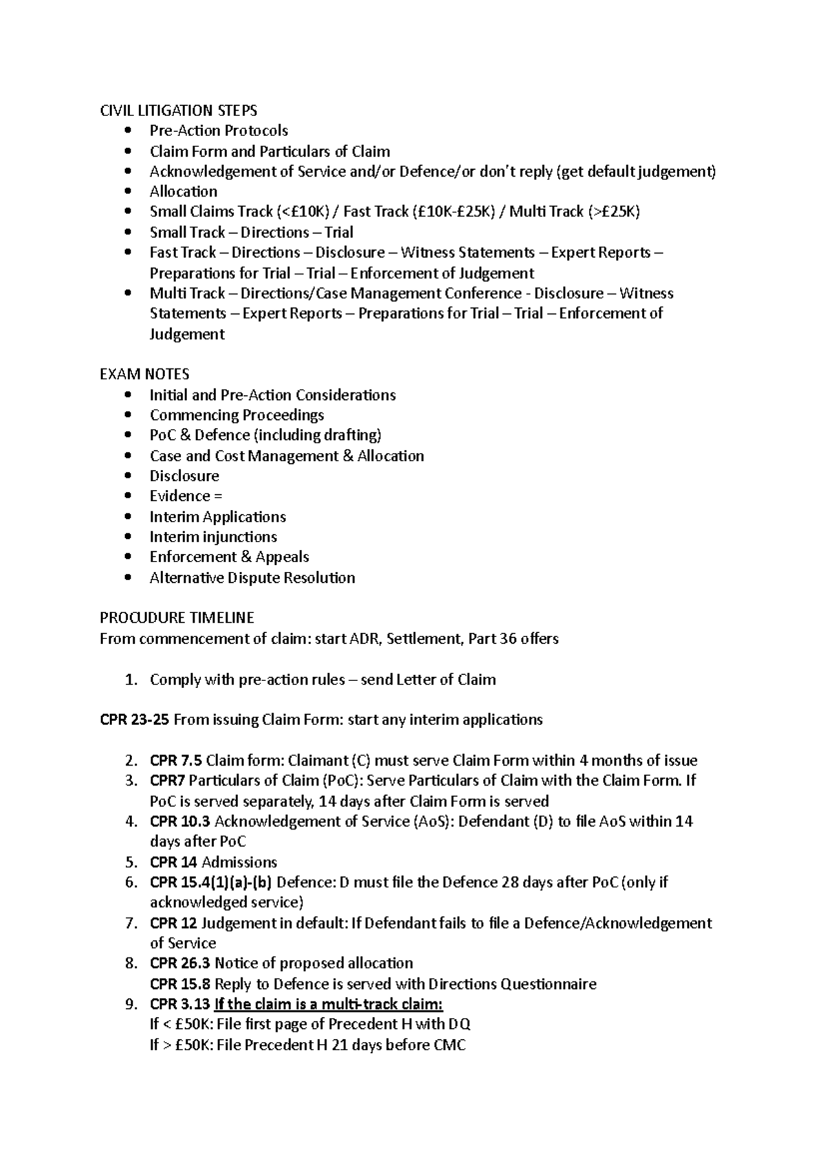 civil-exam-notes-for-exam-civil-litigation-steps-pre-action