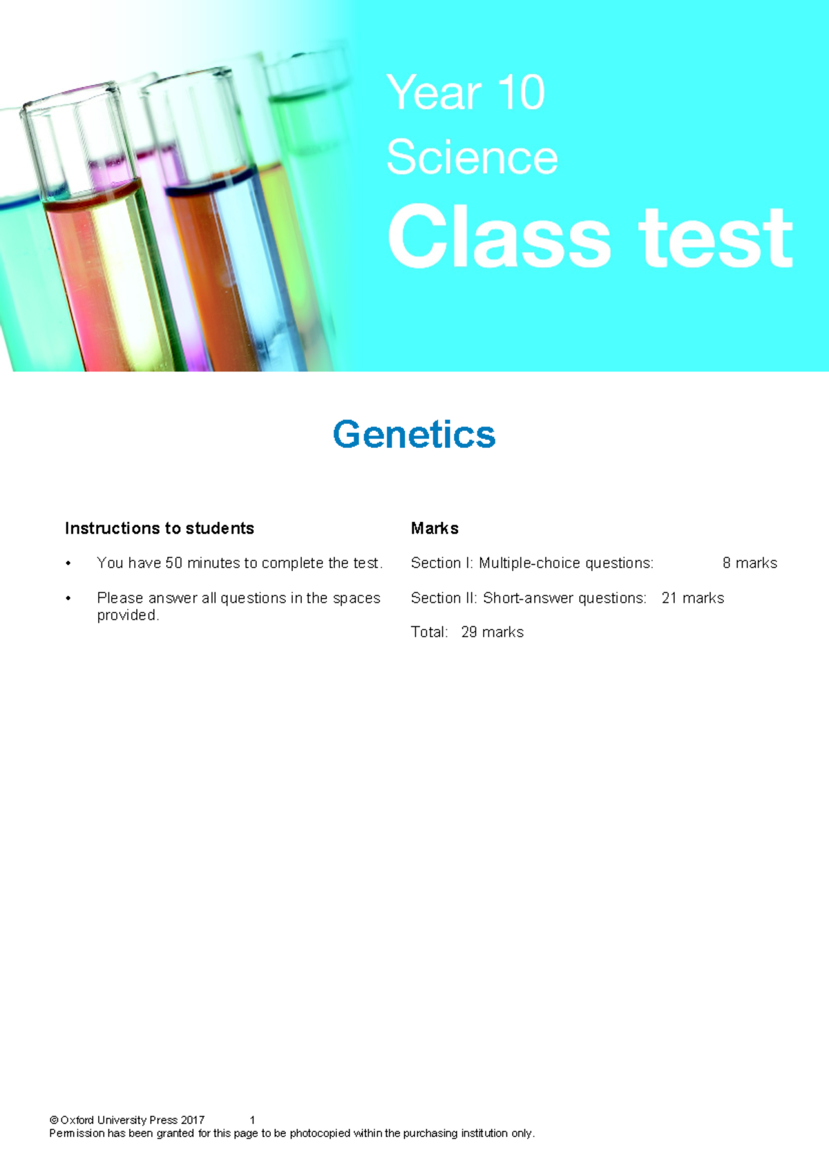 12. Practice Genetics test - Genetics Instructions to students • You ...