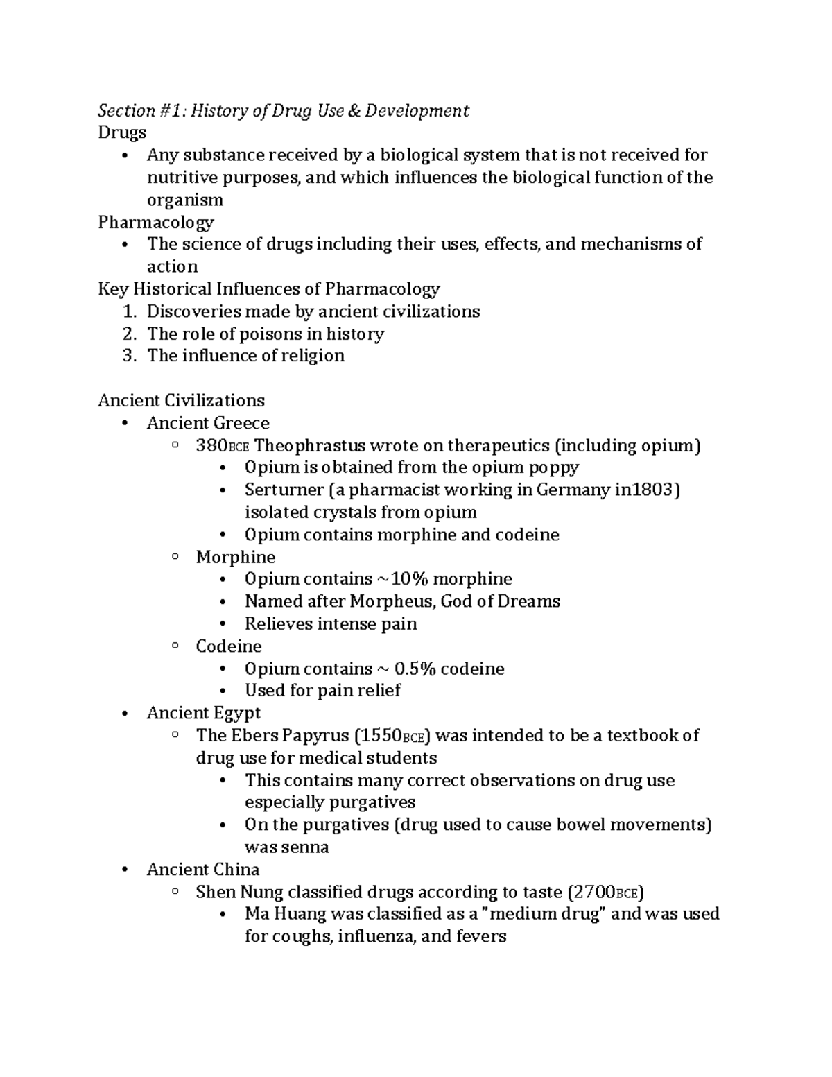 PHAR 100 Section 1 History of Drug Use & Development Section 1 History of Drug Use