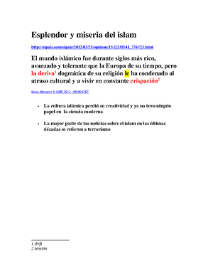 Esplendor Y Miseria Del Islam Studocu