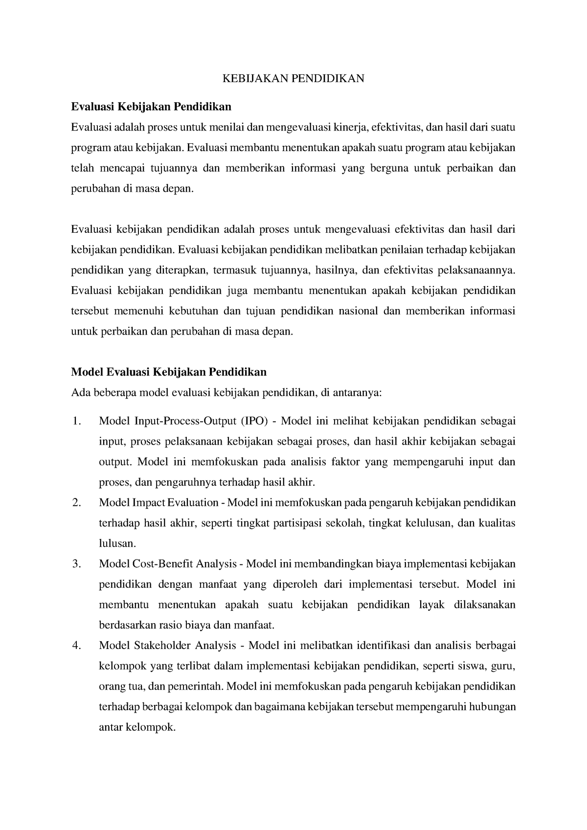 Public Policy Evaluasi - KEBIJAKAN PENDIDIKAN Evaluasi Kebijakan ...