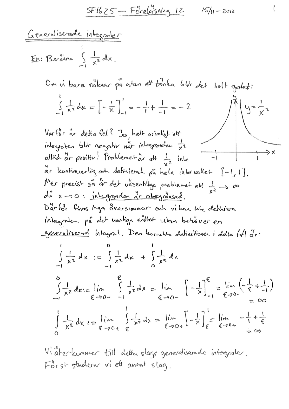 F12-generaliserade-integraler - SF1625 - Studocu