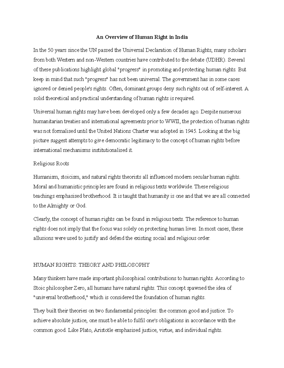 An Overview of Human Right in India - Several of these publications ...